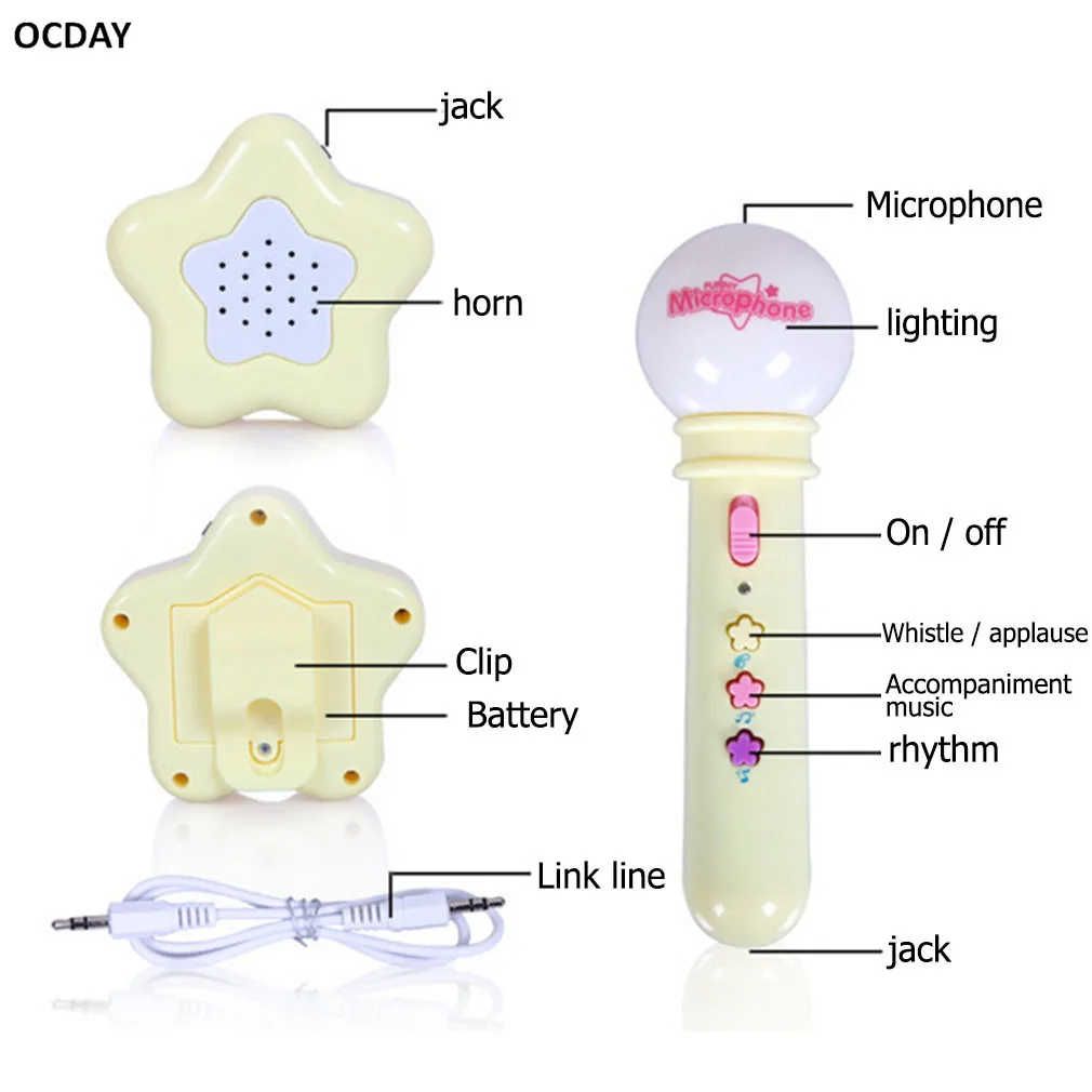 OCDAY игрушечный микрофон беспроводной микрофон-динамик Поющий игрушечный музыкальный инструмент для детей, малышей, юных забавных музыкальных игрушек, подарок