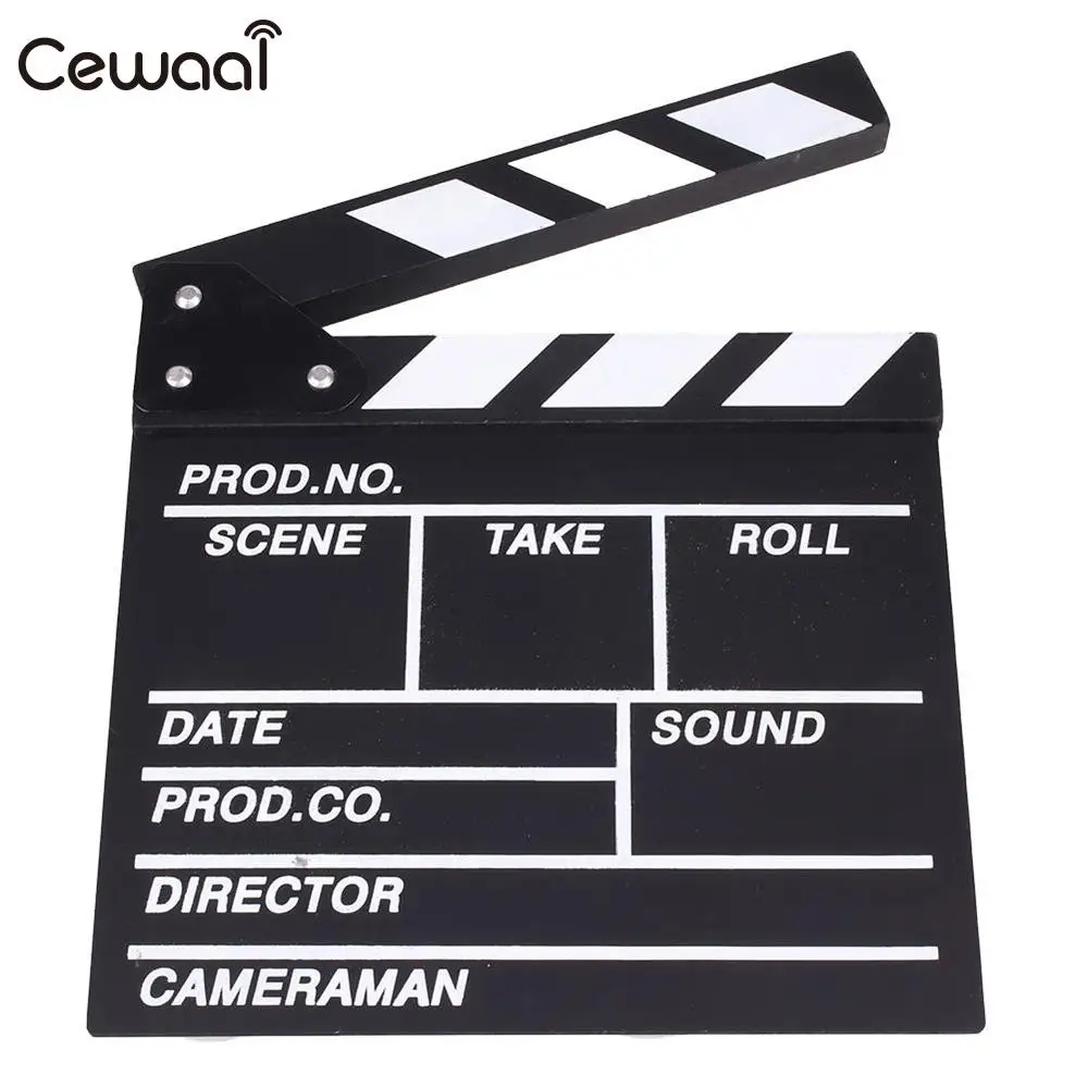 

Cewaal Film TVshow Action Wooden Dry Erase TV Movie Clapper Board Slate Directors Video Acrylic Clapboard Theater Decoration