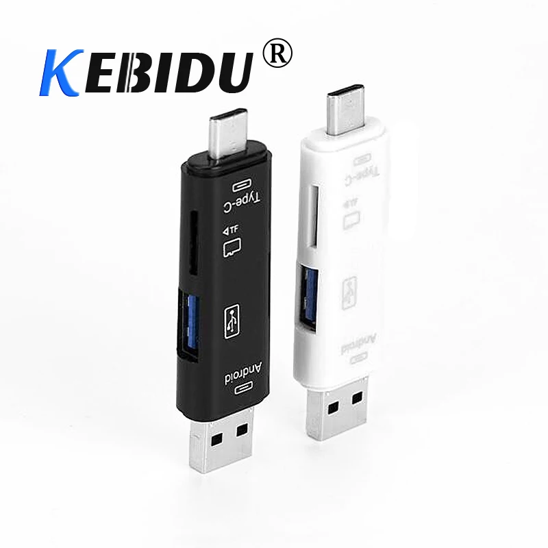Kebidu Type C Micro USB OTG Кардридер высокоскоростной 5 в 1 Универсальный TF/SD для телефона Mac10