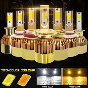 

1 Set 2 Pieces C6 H7 LED Bulb H4 LED Lamp Double Color LED Car Headlight White and Beam Yellow Headlight Hi / Lo H1 H11 H3 H9 HB