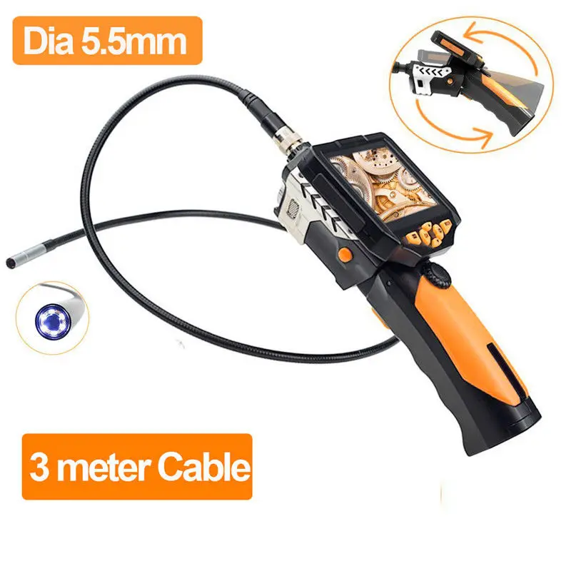 

Blueskysea NTS200 3.5" Color Monitor 3m Snake Inspection Endoscope 6 LEDS Borescope Tube 5.5mm Camera 360 Degree Rotation