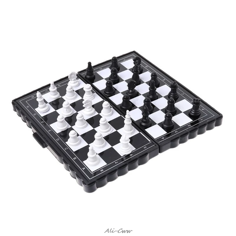

1set Mini Portable Chess Folding Magnetic Plastic Chessboard Board Game Kid Toy