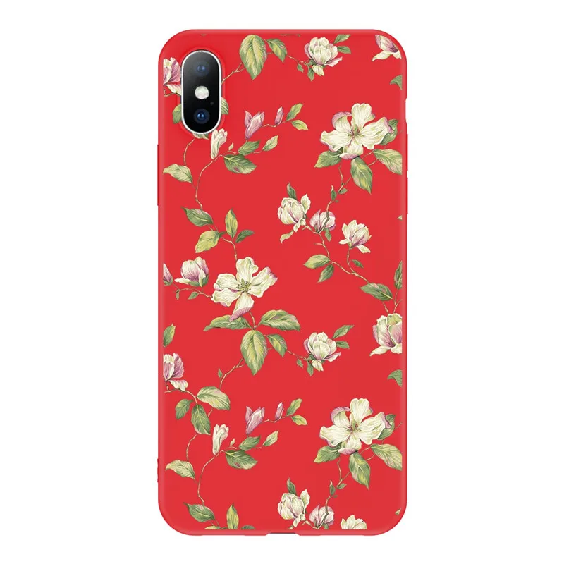 Lovebay чехол для телефона для iPhone 11, 6, 6 s, 7, 8 Plus, X, XR, XS, 11Pro, Max, 5, 5S, милый цветок розы, мягкий ТПУ чехол для iPhone X - Цвет: Красный