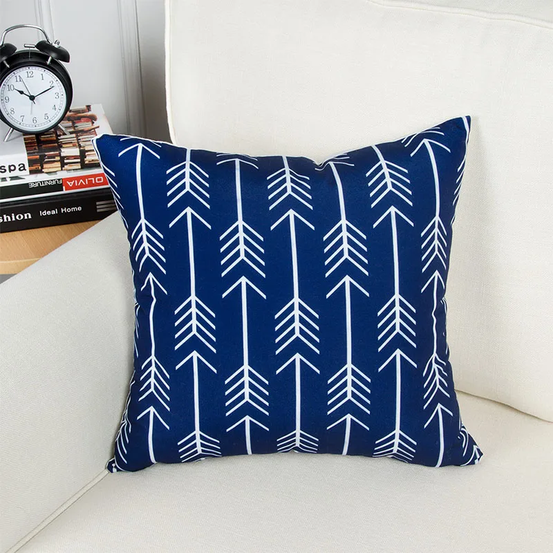 Topfinel Чехлы для подушек темно-синие хлопковые льняные геометрические декоративные подушки для софа, кресло, сидение автомобиля на открытом воздухе - Цвет: E