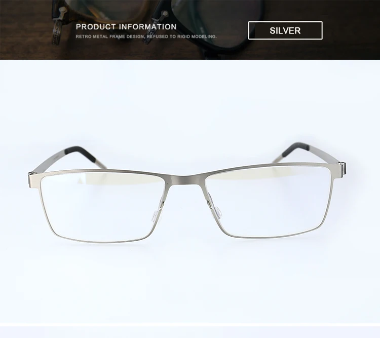 Германия IC качество нержавеющая сталь металлическая оправа очки Мужские квадратные близорукость рецепт очки Оптические очки оправа зрелище - Цвет оправы: Silver