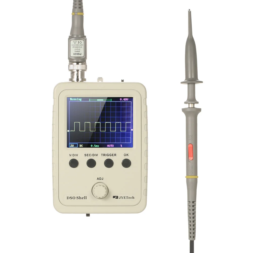 

JYE Tech DSO Shell(DSO150) 2.4" TFT Handheld Pocket-size Digital Oscilloscope with Housing Clip Probe 1MSa/s 0-200KHz