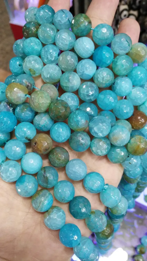 

Blue Agate Carnerial bead 4 6 8 10 12 14 16mm full strand Gem Round Ball cracked faceted mixed loose bead