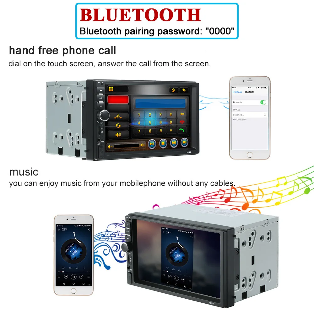 2 Din HD Bluetooth Стерео FM радио MP5/MP4/MP3 USB/TF Aux вход с камерой заднего вида для седан внедорожник 4WD 7 ''Универсальный