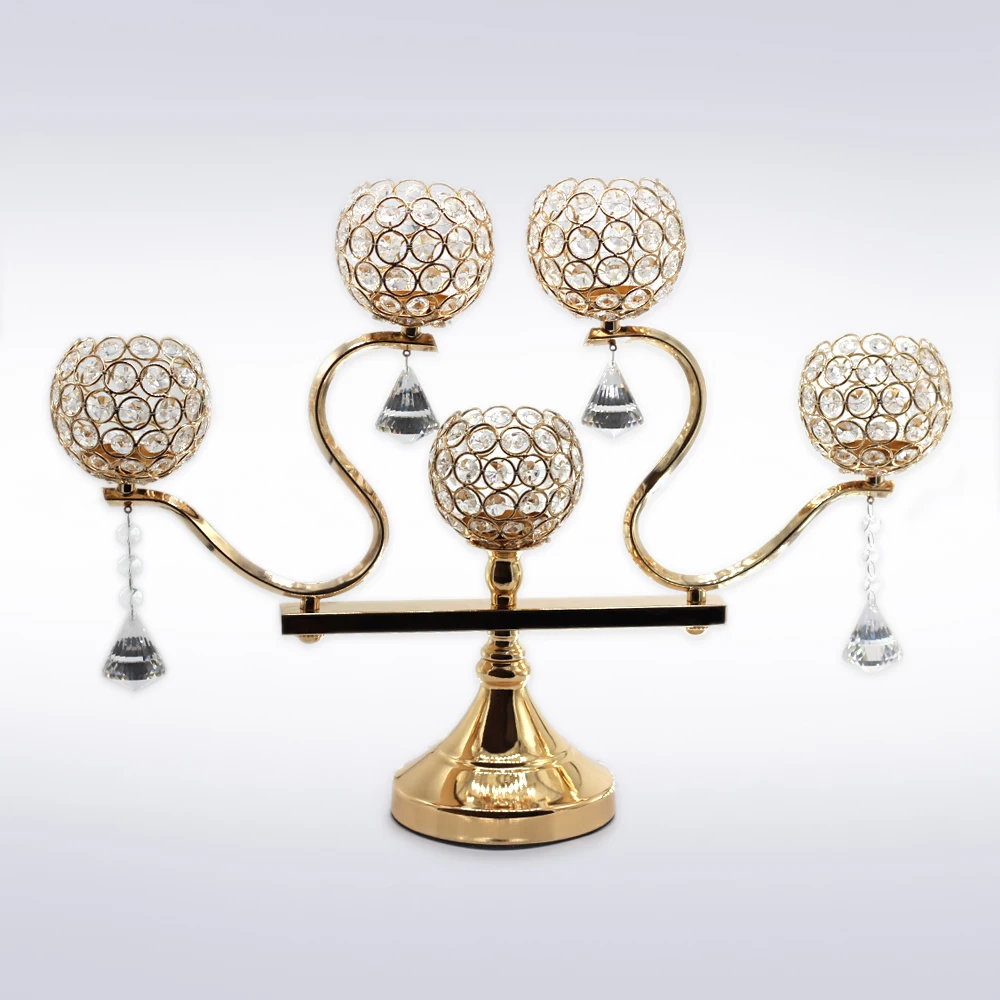 Crystal Candle Holder metal gold candle stand candlestick moroccan