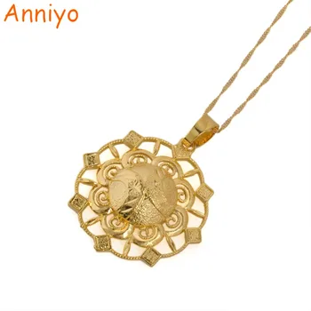 

Anniyo New Design Gold Color Pendant & Necklace for Arab Women's Ethiopian Jewelry Charms Gifts African Trendy Items #072206