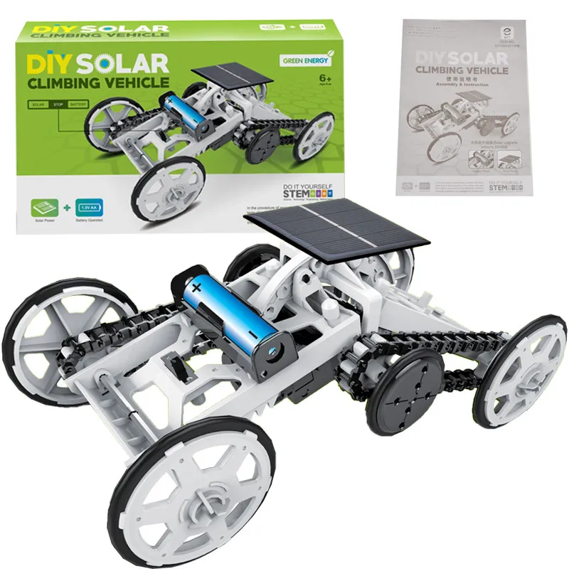 Детские игрушки для мальчиков и девочек, набор «сделай сам», робот-машинка для детей, набор для сборки автомобиля на солнечной энергии, четырехколесный привод, сделай сам, подъемное транспортное средство, обучающее