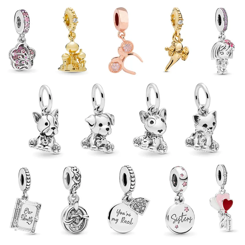 2019 New 100% 925 Sterling Silver Pendant Puppy Aladdin Hanging Charm Fit Original Pandora Bracelet Bangle for Women DIY Jewelry