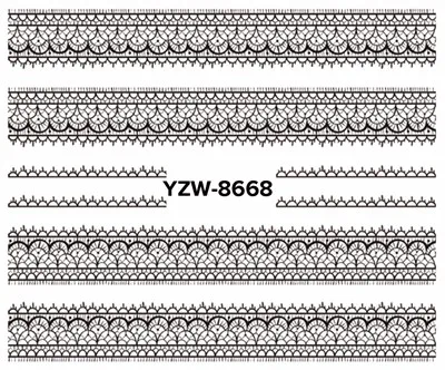 YZWLE, 1 лист, на выбор, черный кружевной цветок, дизайн ногтей, водные переводные наклейки, переводные наклейки для ногтей
