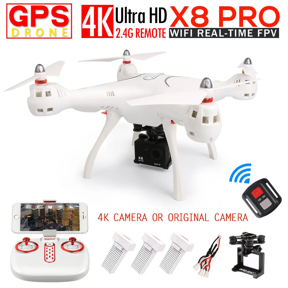 SYMA X8PRO GPS FPV RC Quadcopter Дрон с камерой 720P или 4 К/1080 P WI FI Камера 2 г 4CH 6 оси вертолет