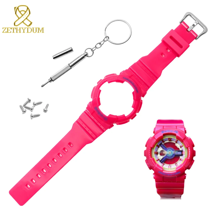 

Silicone Rubber watch strap bracelet wristband sport watche band 14mm watchband + watchcase +Free screw