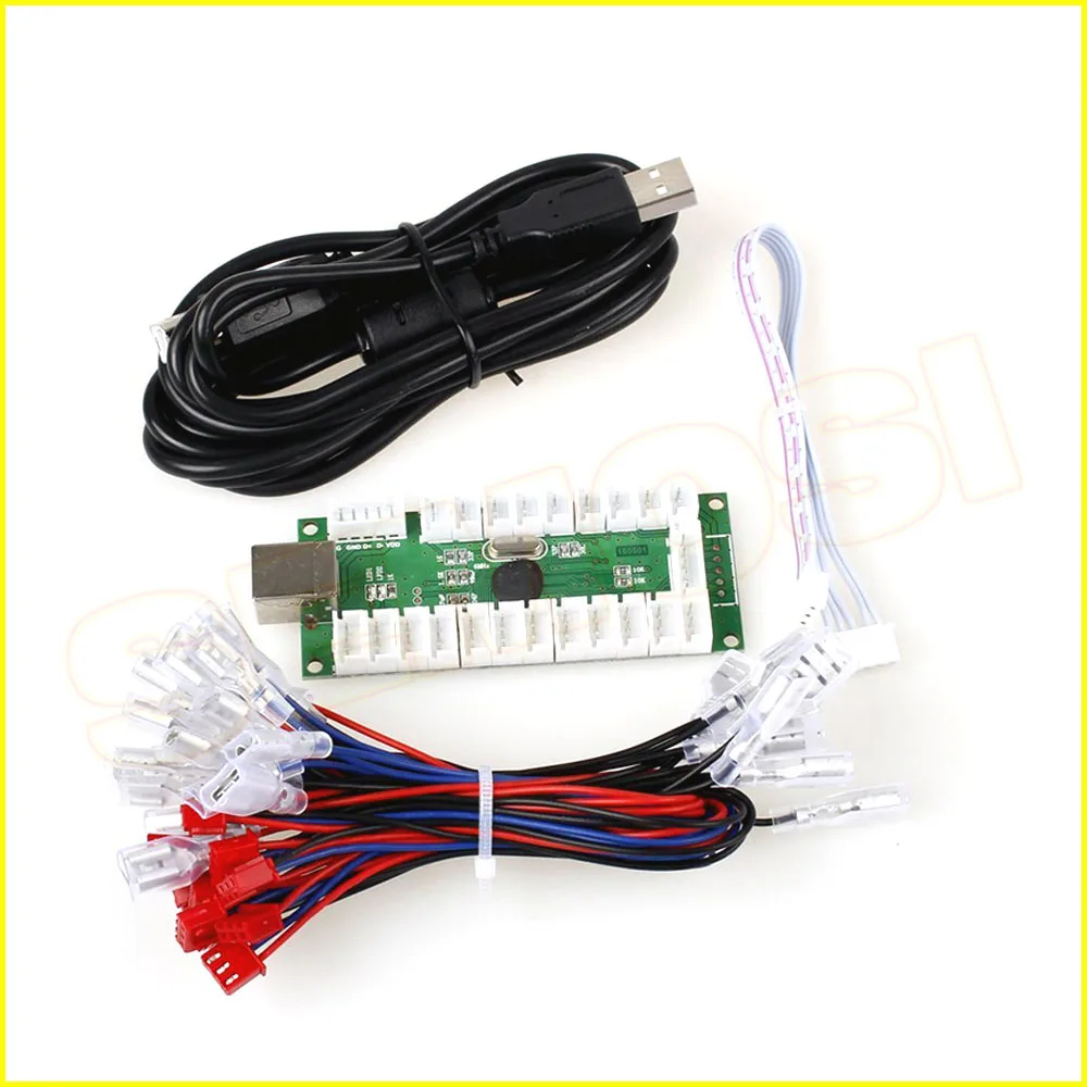 Аркадная светодиодная кнопка с переключателем джойстика DIY Kit Zero Delay USB Encoder to MAME