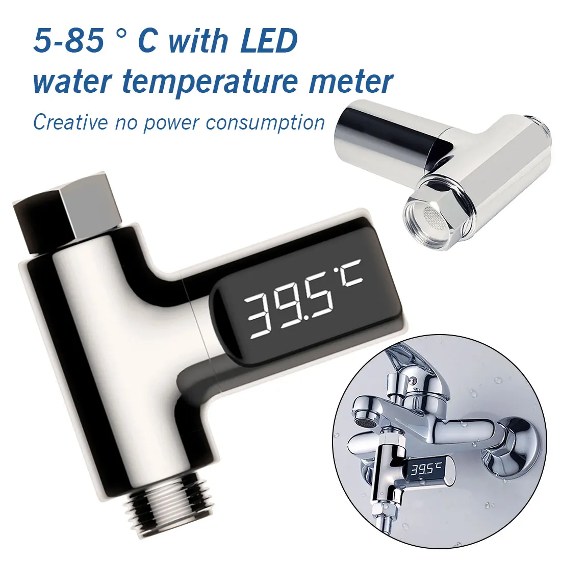 

Smart Home Digital Shower Accessories Temperture Monitor LED Display Flow Water Shower Thermometer