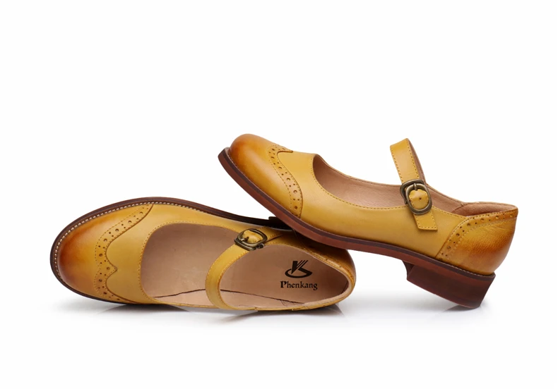 Yinzo/ботинки-Броги из натуральной овечьей кожи; винтажные туфли на плоской подошве; женские туфли-оксфорды ручной работы; коллекция года; сезон лето; цвет синий, желтый, красный