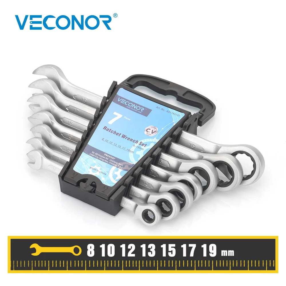 

Veconor 7 PCS Combination Ratchet Wrench Set Open-Ended Ratcheting Spanner 8 10 12 13 15 17 19 Chrome Vanadium Repair Hand Tools