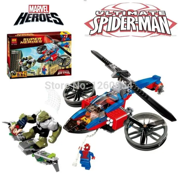 

Spider Man Set Green Goblin Spider-Helicopter Rescue Building Block Figure Toy Compatible With Lego 76016