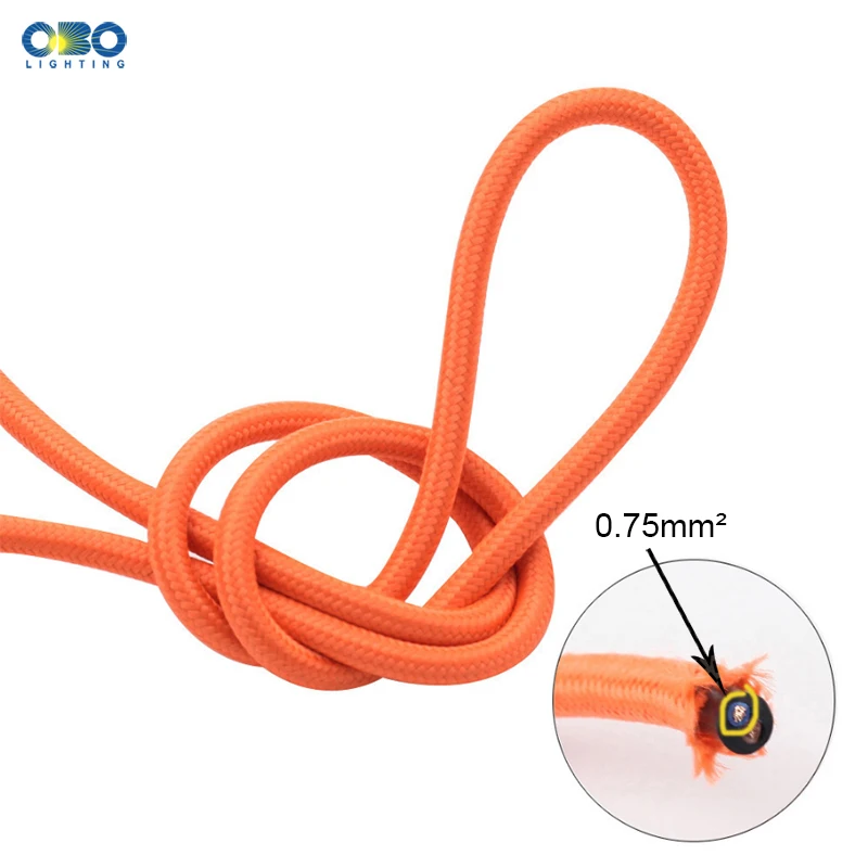 2*0.75mm Electrical Wire Pendant Lamp Cable Twisted Textile Overhead Cord Edison Pendant Light Wire   2m/5m/10m Multiple Colour