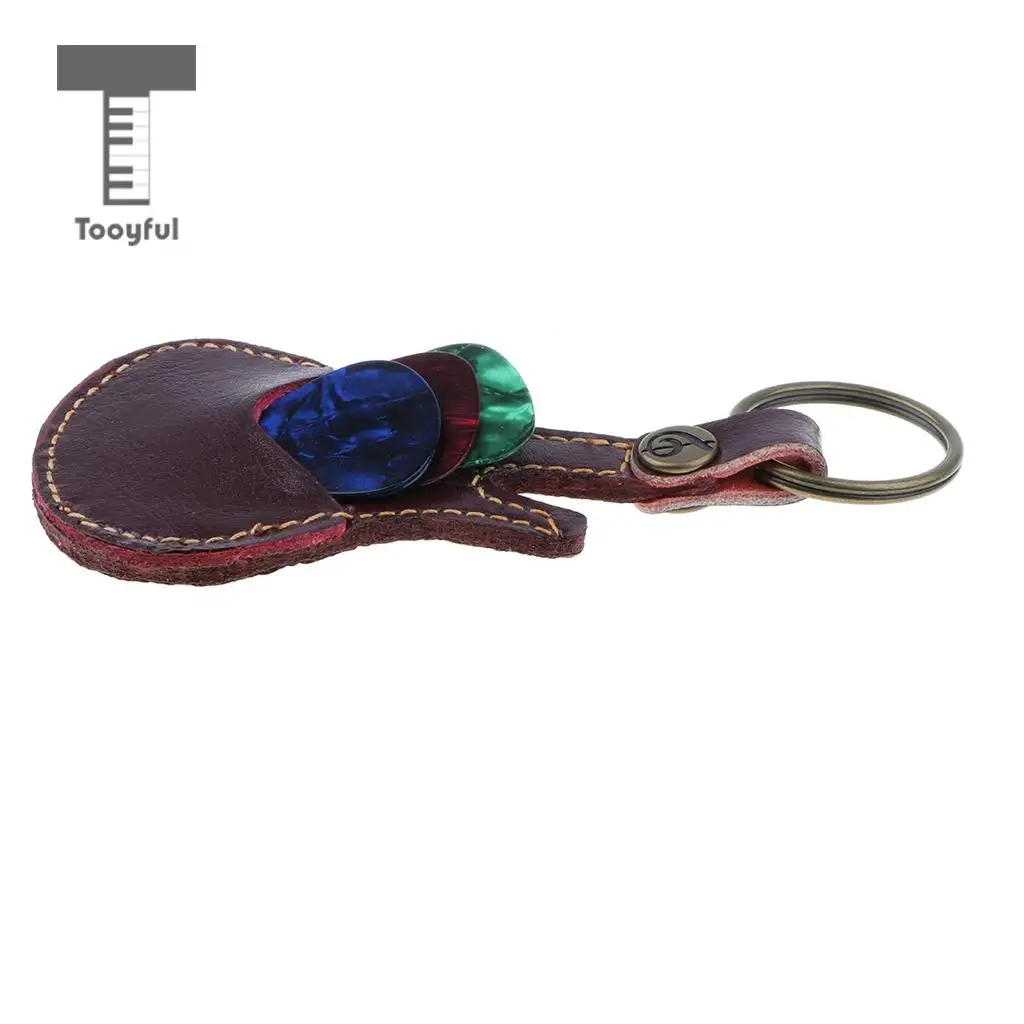 1 Piece Guitar Pick Plectrum Case Bag Keychain Key Fob Bag Ukulele Guitar String Instrument Parts