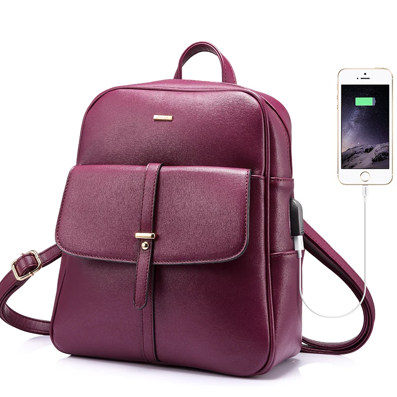

LOVEVOOK backpack women notebook schoolbag for teenager girls large with anti theft external USB ladies bags PU 2018