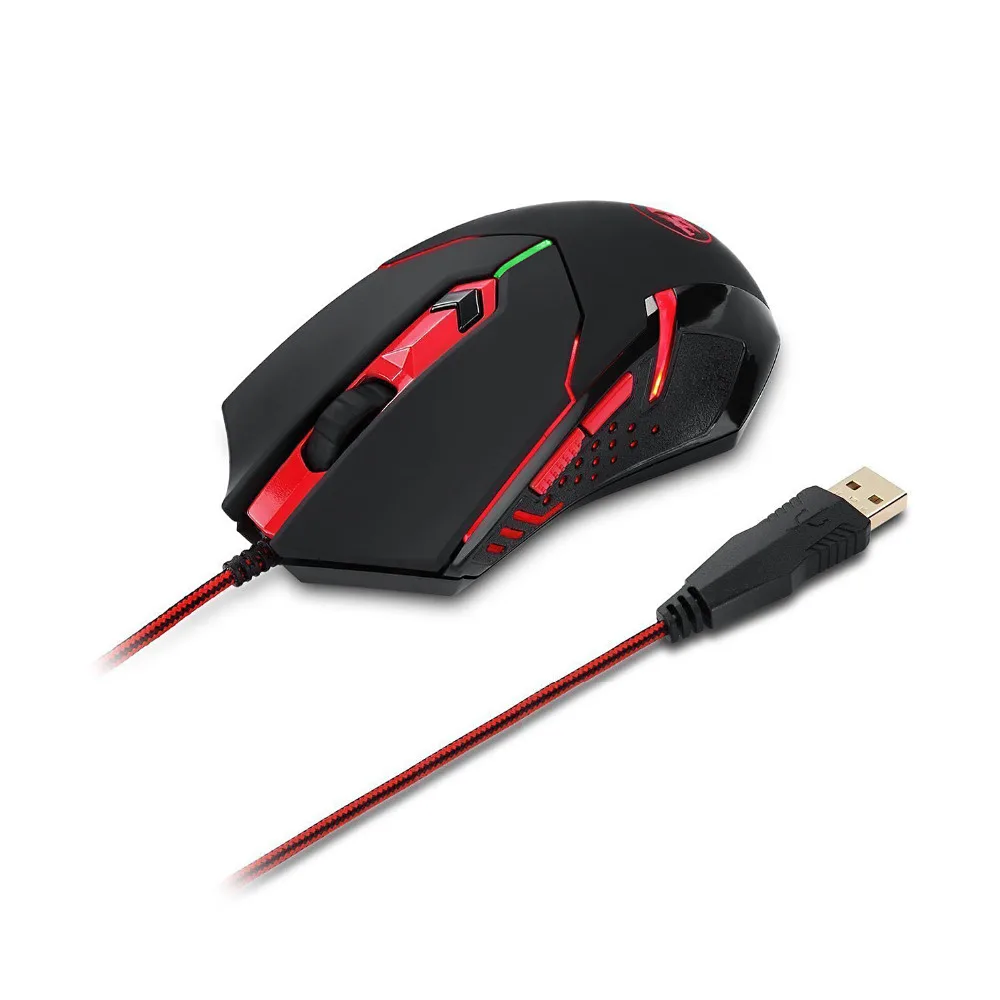 Игровая мышь Redragon M601 с боковыми кнопками, светодиодный, с подсветкой, регулируемые эргономичные геймерские мыши 3200 dpi, 8 встроенных весов