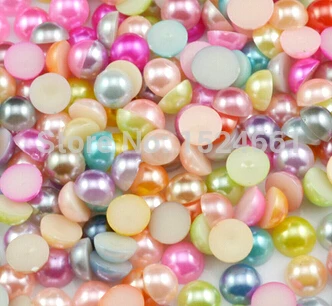 

4mm 1700pcs Mixed Colour Half Bead Flat Back Round *crafts materials plastic chunky alphabet bubblegum imitation pearl