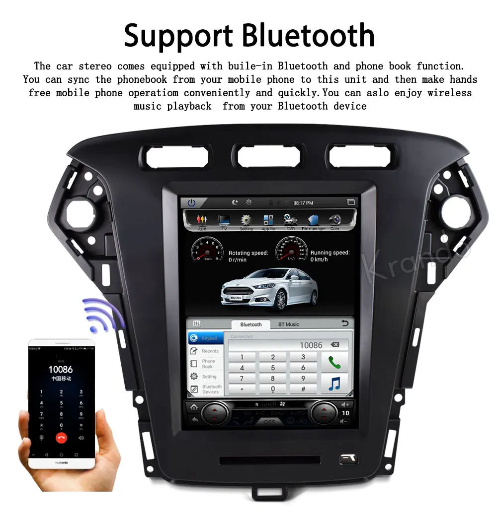 Cheap Krando Android 8.1 10.4" Tesla Vertical screen for FORD Mondeo 2011-2013 car radio navigation dvd entertainment system player 2