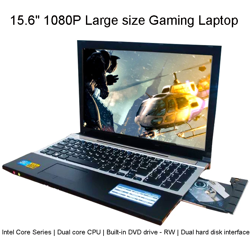 

Laptop 15.6'' 1920*1080 Dual Core 8GB RAM DDR3L120GB SSD ROM Windows10 Notebook 3rdth i7 computer Keyboard Built-in DVD Drive