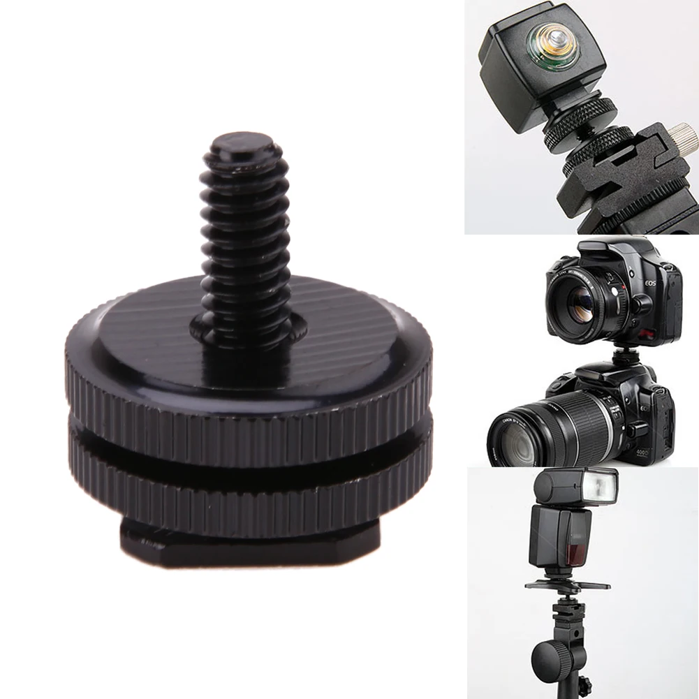 1/4-20 Tripod Anodized Aluminum Metal Screw to Flash Hot Shoe Adapter Fix Digital Device Camera Photography Accessories black