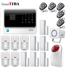 SmartYIBA Wi-fi Aplicativo Integrado Em Alarmes GSM GPRS Sem Fio Casa de Alarme com Sirene de Flash Vermelho Remoto Porta/Janela Sensores alarme