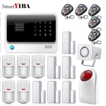 SmartYIBA Wifi App Integrated In Alarm with Red Flash Siren GSM GPRS Wireless Home Alarmes Remote Door/Window Sensors Alarm