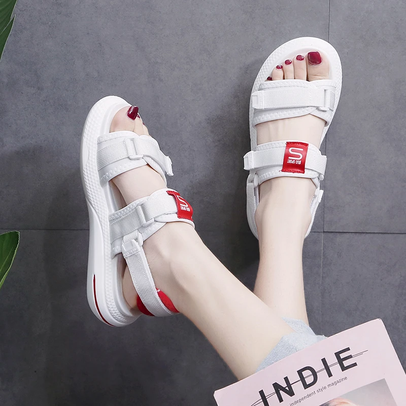 deportivas mujer 2019 nuevo verano mujeres embarazadas Hada salvaje viento fondo plano deslizamiento temperamento suave marea mujer|Sandalias de mujer| - AliExpress