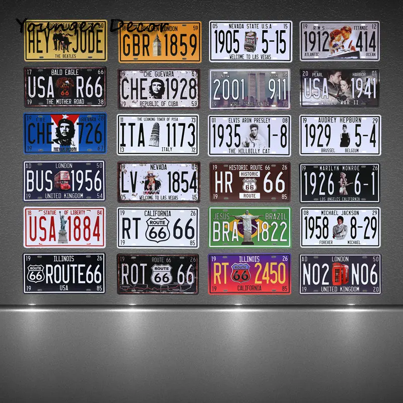 Route 66 бюстгальтер для номерного знака автомобиля США CHE винтажный металлический