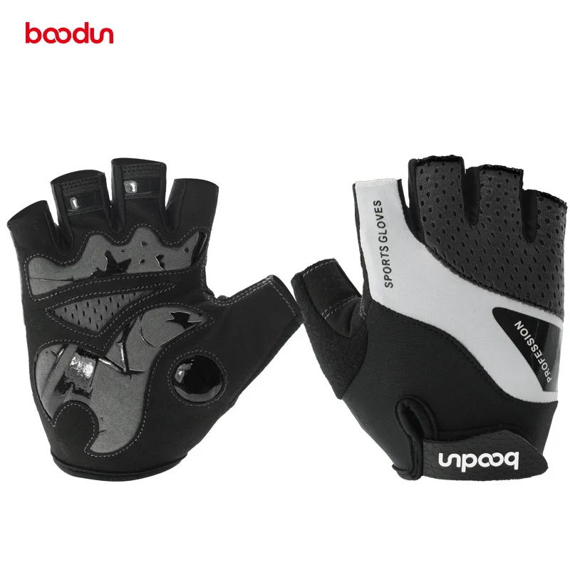 Летние велосипедные перчатки Boodun с полупальцами, гелевые велосипедные перчатки для мужчин и женщин, спортивные перчатки, дорожные MTB перчатки велосипедные гуантес Ciclismo - Цвет: Черный