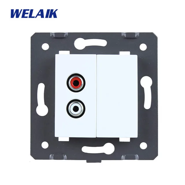 WELAIK EU-standard Audio-Socket DIY-запчасти-настенное аудио-гнездо-без стекла-панель A8AFW/B - Цвет: White