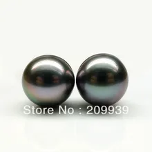 Hj 00129 топ блеск! 2 шт. 11.5 мм из натуральной TAHITIAN перл 4.22 г! Серьги высокий блеск