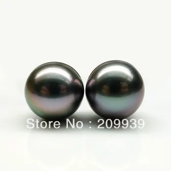 

hj 00129 TOP LUSTER!2PS 11.5MM GENUINE TAHITIAN PEARL 4.22G!EARRINGS HIGH LUSTER