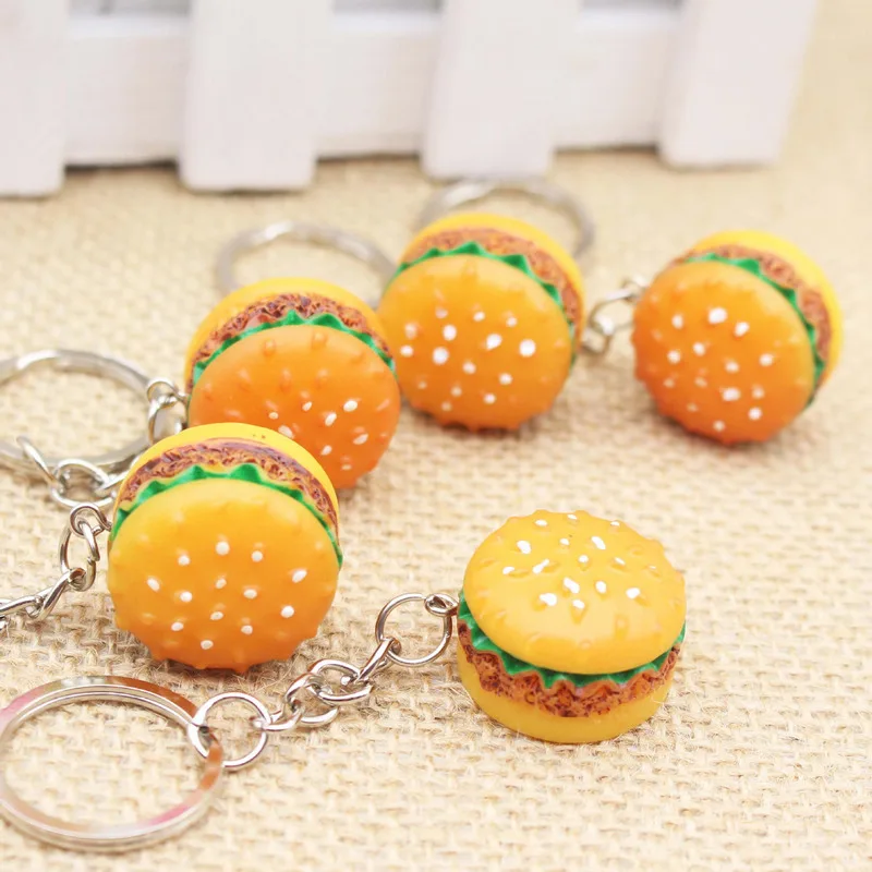 

Original Creative Cute Hamburger Keychain Simulation Food Hamburger Pendant Key Ring Novelty Key Chain Christmas Birthday Gift