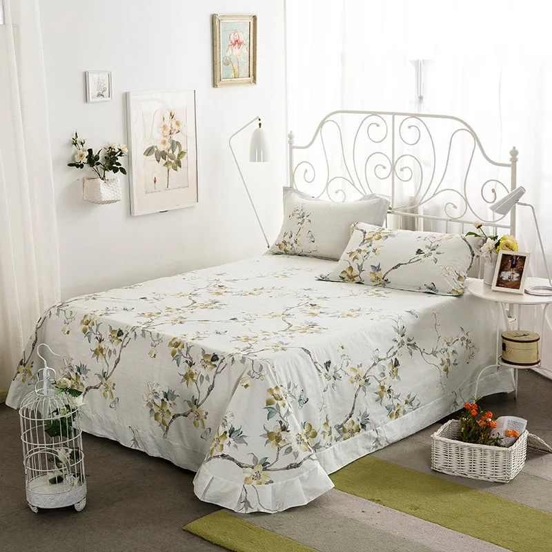 

100% Cotton Pastoral Floral Sleeping Bed Sheet Bedspreads Bedroom Sheet Covers Earthing Bedding Flat Sheet Only