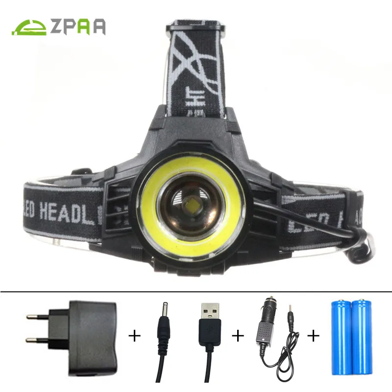 

ZPAA 10000LM T6 COB LED Headlight 4-Mode Zoom Headlamp Rechargeable Frontal Head Torch Camping Flashlight 18650 Head Lamp Lights
