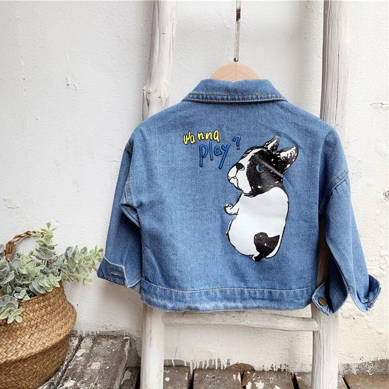 

2019 autumn new arrival boys and girls cartoon dog coat kids denim jackets