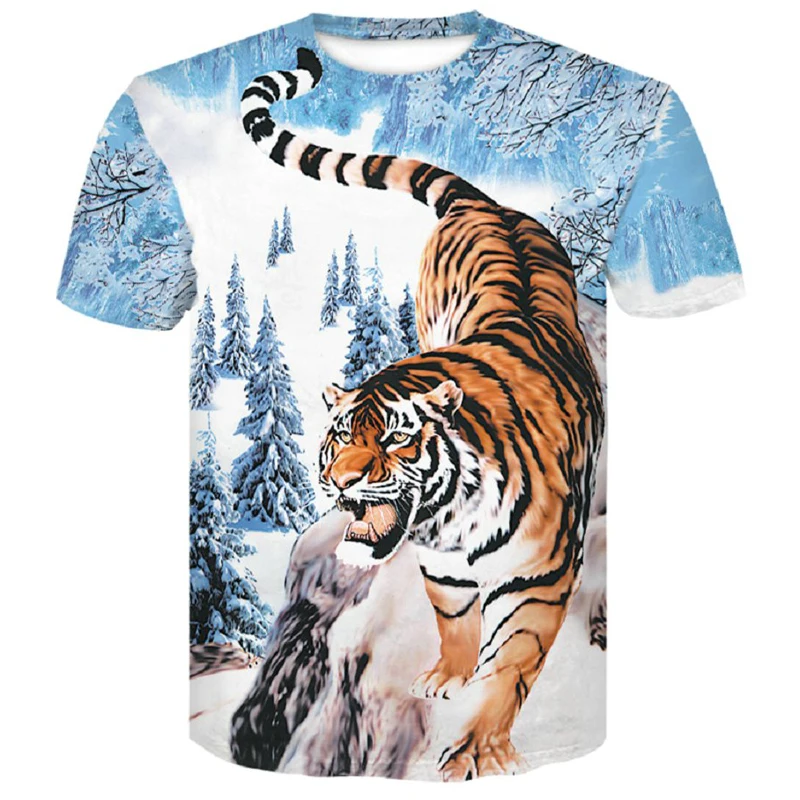 

Tiger T Shirt Men 3d prined 2019 New T-Shirt Short Sleeve O-Neck Fashion Hip Hop Summer Tops Tees Casual 3D Wolf Male shirt