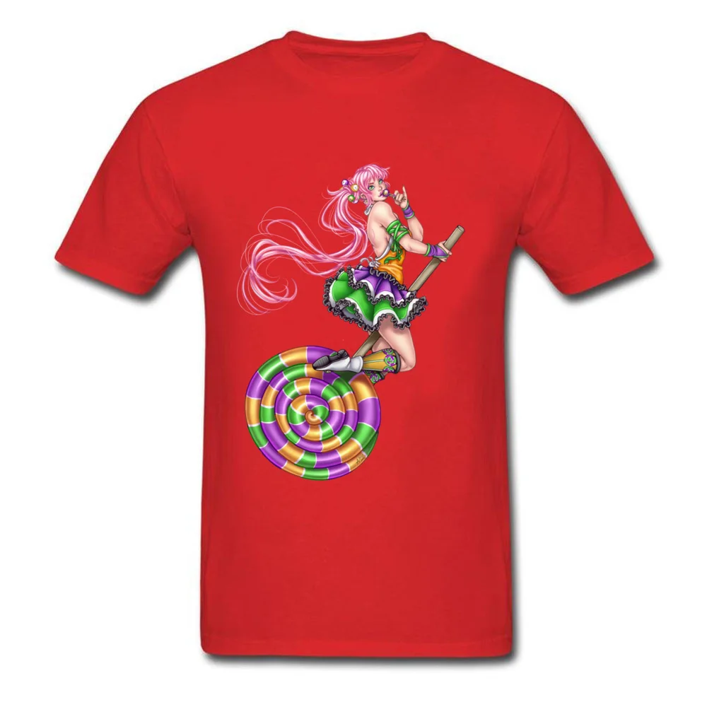 Lollipop Witch by Amberly Berendson T Shirt for Men Printed Summer/Autumn Tops T Shirt Cheap Clothing Shirt O Neck 100% Cotton Lollipop Witch by Amberly Berendson red