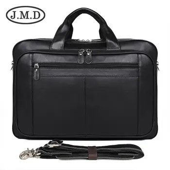 

J.M.D 100% Genuine Leather Men's Coffee Briefcase Top Handle Laptop Bag Mens Busiess Bag 7320