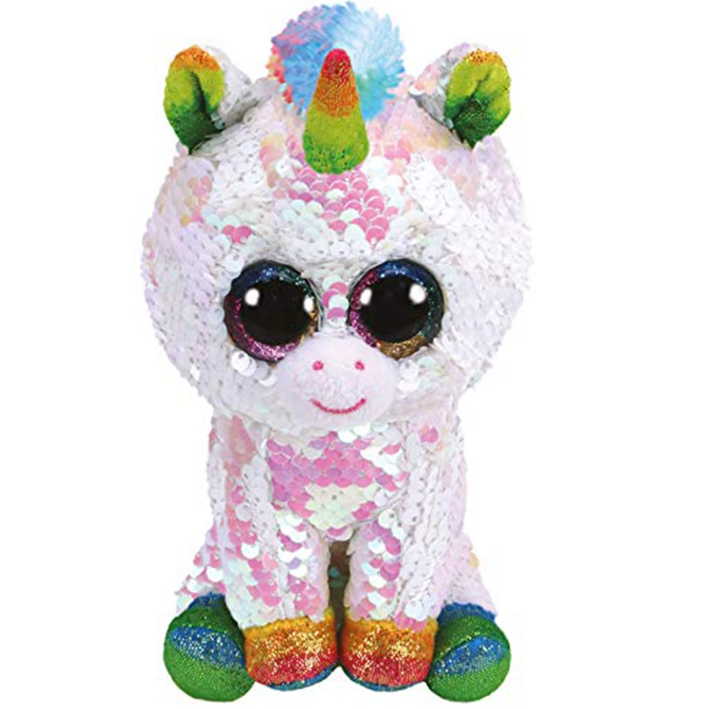 

Pyoopeo Ty Sequins Flippables 6" 15cm Pixy the Unicorn Plush Regular Big-eyed Stuffed Animal Collectible Doll Toy with Heart Tag