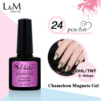 

24pcs Free Shipping Uv Gel Brand 12Colors Series Chameleon Gel Nail 3D Magnetic Cat Eye Soak Off UV Gel Polish