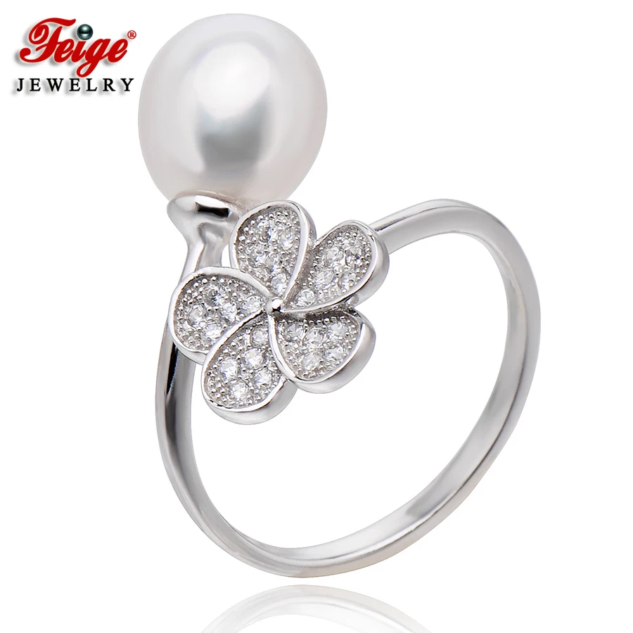 

2014 New Arrival Pearl Ring For Women,8-9mm Natural Freshwater Pearl,925 Silver Gold Plated Inlaid With Rhinestones